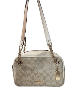 Coach Cammie Chain Shoulder Bag in Signature Canvas Light Khaki/Chalk C8149